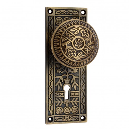 "Kitron" Brass Door Knob with Plate